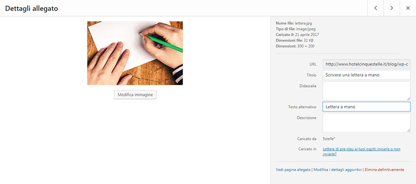 Immagine su WordPress