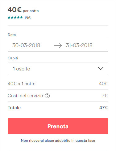 Tariffa su Airbnb