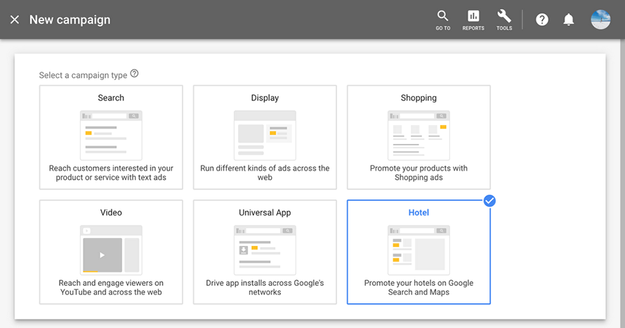 Campagne Hotel in Google Ads