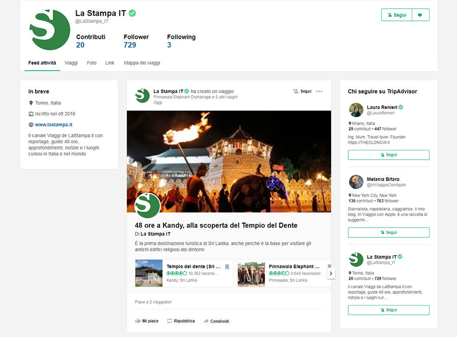 La nuova interfaccia di TripAdvisor